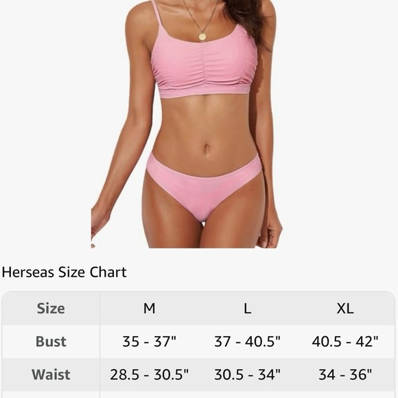 Bikini Two Piece Swimsuit Scoop Neck Ruched Bathing Suit Size M. NWOT - Picture 6 of 10